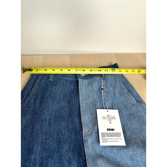 AVAVAV Smock Detail Wide Blue Denim - Size S - NEW - Picture 6 of 10